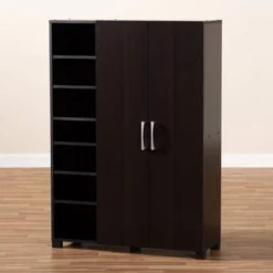 Marine Finished 2 Door Wood Entryway Shoe Storage Cabinet With Open Shelves Brown - Baxton Studio -HOMCOM Store GUEST 8054819c 7ff8 457b 9507 67acf8f21b95