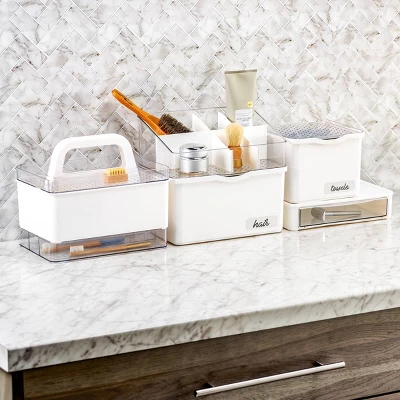 Medium Stacking Bin With Lid Clear/White - Madesmart 8 Medium Stacking Bin With Lid Clear/White - Madesmart - Image 6