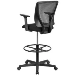 Flash Furniture Ergonomic Mid-Back Mesh Drafting Chair With Black Fabric Seat, Adjustable Foot Ring And Adjustable Arms -HOMCOM Store GUEST 80b10dea c3ab 46f3 86cf 0457cf97b5cb