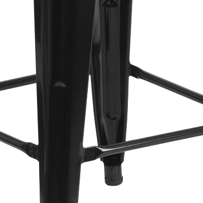 Emma And Oliver 24"H Backless Black Metal Counter Height Stool With Wood Seat 11 Emma And Oliver 24"H Backless Black Metal Counter Height Stool With Wood Seat - Image 9