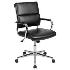 Merrick Lane Ergonomic Swivel Office Chair Panel Style Mid-Back Computer Desk Chair With Padded Metal Arms & Base -HOMCOM Store GUEST 820f7cb8 cede 4c90 89f9 a198261f27d0