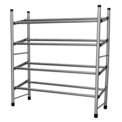 Home Basics Expandable 4 Tier Steel Shoe Rack, Chrome -HOMCOM Store GUEST 821cc8bc e20f 4716 8ebc eef09436749b