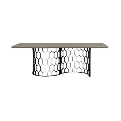Rectangular Solange Concrete/Metal Dining Table Gray - Armen Living 4 Rectangular Solange Concrete/Metal Dining Table Gray - Armen Living - Image 2