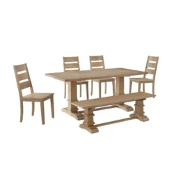 4pc Joanna Dining Set With Bench And 4 Ladder Back Chairs Rustic Brown - Crosley -HOMCOM Store GUEST 835602ab e594 42c3 9a0a 3336aa4622b0