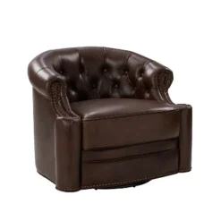 Flavio 32.75'' Wide Genuine Leather Swivel Chair | ARTFUL LIVING DESIGN -HOMCOM Store GUEST 838b99ee 071b 4af9 9b8d 551392d450aa