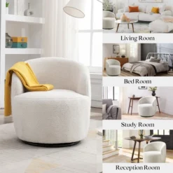 Set Of 2 Fannie 25.60'' Wide Small Size Boucle Upholstered 360° Swivel Barrel Chair-The Pop Maison 22 Set Of 2 Fannie 25.60'' Wide Small Size Boucle Upholstered 360° Swivel Barrel Chair-The Pop Maison -HOMCOM Store GUEST 83cc959e 3fb8 4db8 98a3 cb71e28465e1