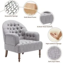 Mid Century Button-Tufted Upholstered Accent Chair Set With Linen Fabric And Ottoman-ModernLuxe -HOMCOM Store GUEST 83e5053f 6e3b 43cf 981d d8c45525f98b
