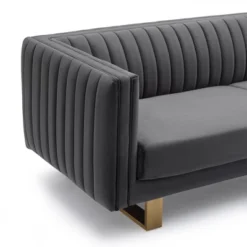 86" Delilah Velvet Sofa With Matte Gold Legs Dark Gray - Armen Living -HOMCOM Store GUEST 842aee22 9192 48f3 be29 da9e6d5fe96d