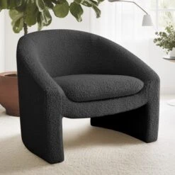 Kiki 32" Wide Contemporary Design Faux Shearling Boasting Streamlined Silhouette Armrest Accent Barrel Chair-The Pop Maison 21 Kiki 32" Wide Contemporary Design Faux Shearling Boasting Streamlined Silhouette Armrest Accent Barrel Chair-The Pop Maison -HOMCOM Store GUEST 84591014 7a23 4661 8726 ef179822fd4c