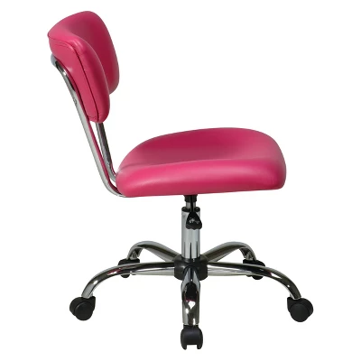 Vista Chrome And Vinyl Desk Chair Pink - OSP Home Furnishings 4 Vista Chrome And Vinyl Desk Chair Pink - OSP Home Furnishings - Image 2