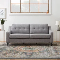 Ellen Upholstered Scooped Arm Sofa With Square Tufting - Brookside Home -HOMCOM Store GUEST 848be226 398b 4d11 861a 4fd08e5d80ce