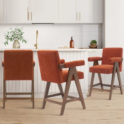 Set Of 3 Morgan 25.5" Height Upholstered Seat And Back Counter Stools With Upside Down "V" Shape Design Solid Wood Legs-The Pop Maison 13 Set Of 3 Morgan 25.5" Height Upholstered Seat And Back Counter Stools With Upside Down "V" Shape Design Solid Wood Legs-The Pop Maison - Image 11