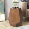 Pamsha Modern Hammered Iron Geometric Brushed Antique Side Table Bronze - Christopher Knight Home -HOMCOM Store GUEST 84ec99b0 50ed 4ed1 8948 9e1d6345e6fc