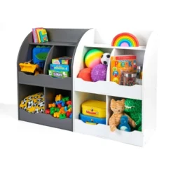 Badger Basket 4 Bin Storage Cubby With Bookshelf White -HOMCOM Store GUEST 85017e31 211e 4f43 86ef ef61a3ab7f9e