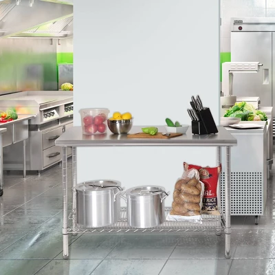 Commercial Grade Nsf Stainless Steel Top Work Table Chrome - Seville Classics 3 Commercial Grade Nsf Stainless Steel Top Work Table Chrome - Seville Classics