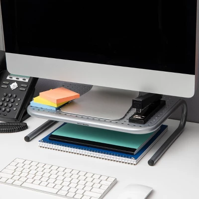 Mind Reader Metal Monitor Stand With Keyboard Storage Space Silver 7 Mind Reader Metal Monitor Stand With Keyboard Storage Space Silver - Image 5