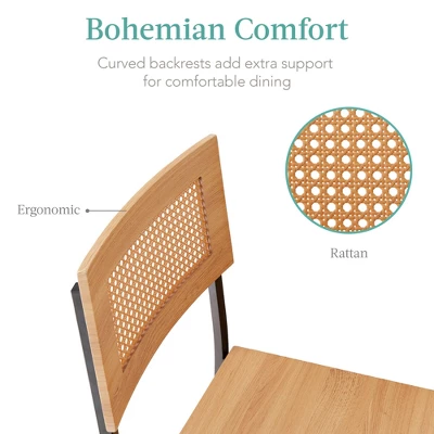 Best Choice Products 3-Piece Counter Height Rattan Dining Table Set W/ 3 Adjustable Storage Shelves, Cabinet Doors 7 Best Choice Products 3-Piece Counter Height Rattan Dining Table Set W/ 3 Adjustable Storage Shelves, Cabinet Doors - Image 5