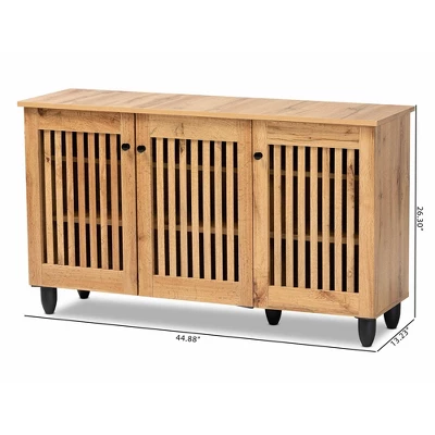 Fernanda Wood 3 Door Cabinet Oak Brown/Black - Baxton Studio 9 Fernanda Wood 3 Door Cabinet Oak Brown/Black - Baxton Studio - Image 7