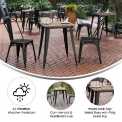 Merrick Lane Indoor/Outdoor Dining Table, 23.75" Square All Weather Poly Resin Top With Steel Base -HOMCOM Store GUEST 8704efe1 0f33 4a45 8834 8a7d44ea0b03