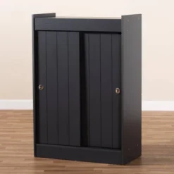 2 Door Leone Finished Wood Entryway Shoe Storage Cabinet Black - Baxton Studio -HOMCOM Store GUEST 87370f5f c714 45f2 9113 1614c05964e5