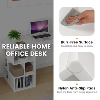 Costway 55'' Home Office Computer Desk Writing Study Workstation Laptop Table With Cubbies 9 Costway 55'' Home Office Computer Desk Writing Study Workstation Laptop Table With Cubbies - Image 7