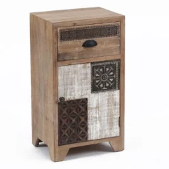 LuxenHome Wood Farmhouse 1-Drawer 1-Door Side Table With Storage. -HOMCOM Store GUEST 8977d67b ed81 4630 8c6c 92a75405d55f