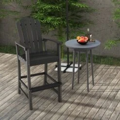 Costway Outdoor HDPE Bar Height Stool Patio Tall Chair Armrest Footrest All Weather -HOMCOM Store GUEST 89b60d75 4e60 4f97 8f90 5665dfea9b2e