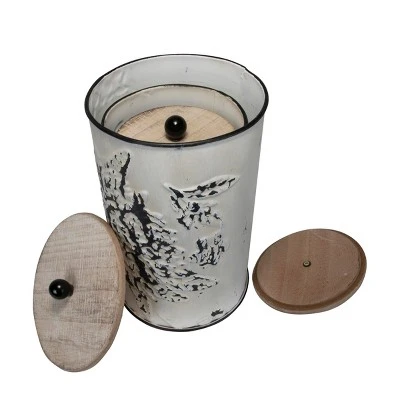 Set Of 3 Cream And Gray Floral Metal Decorative Storage Canisters - Foreside Home & Garden 8 Set Of 3 Cream And Gray Floral Metal Decorative Storage Canisters - Foreside Home & Garden - Image 6