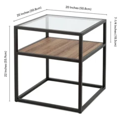 Metal Classic Glass And Wooden Side Table In Brown - Henn&Hart -HOMCOM Store GUEST 8acb1a52 c854 4e76 b48f b63964584773