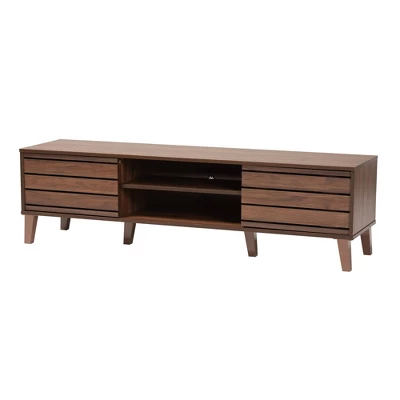 Teresina Wood 2 Door TV Stand For TVs Up To 59" Walnut Brown - Baxton Studio 3 Teresina Wood 2 Door TV Stand For TVs Up To 59" Walnut Brown - Baxton Studio