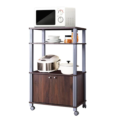 Tangkula 3-tier Display Shelf Microwave Stand Cabinet W/ Rolling Wheel 7 Tangkula 3-tier Display Shelf Microwave Stand Cabinet W/ Rolling Wheel - Image 5