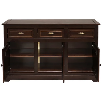 Sunnydaze Decor Sunnydaze Sideboard With 3 Drawers And 3 Doors - Solid Pine Construction - Dark Brown- 32" 12 Sunnydaze Decor Sunnydaze Sideboard With 3 Drawers And 3 Doors - Solid Pine Construction - Dark Brown- 32" - Image 10