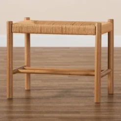 Saura Wood Hemp Accent Bench Oak Brown - Baxton Studio -HOMCOM Store GUEST 8b702ed0 618c 4e66 8d8f 1e91945b9c7c