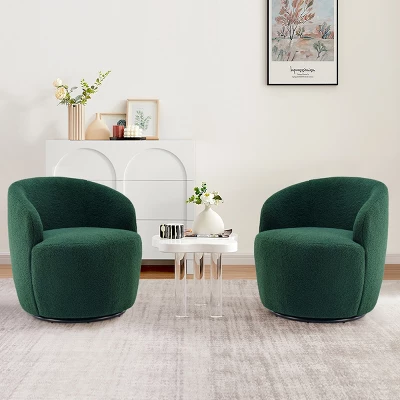 Set Of 2 Fannie 25.60'' Wide Small Size Boucle Upholstered 360° Swivel Barrel Chair-The Pop Maison 15 Set Of 2 Fannie 25.60'' Wide Small Size Boucle Upholstered 360° Swivel Barrel Chair-The Pop Maison - Image 13