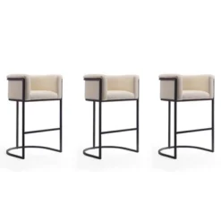 Set Of 3 Cosmopolitan Upholstered Metal Barstools - Manhattan Comfort -HOMCOM Store GUEST 8cab28df 164c 4f2f a07a 82709d2ab3bb