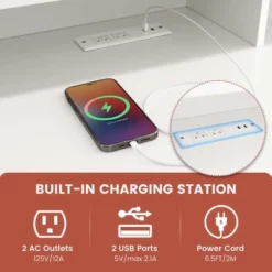 Costway Computer Desk 48" Writing Table W/ Power Outlets 5-Cubby Hutch 2 Storage Drawers -HOMCOM Store GUEST 8cc0fb27 8736 4817 bacd d0a7fa78fc92