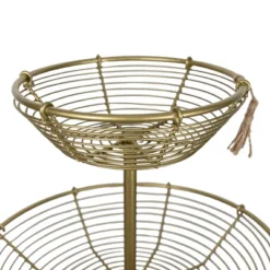 3-Tiered Basket Riser Brass Metal With Jute Tassel By Foreside Home & Garden -HOMCOM Store GUEST 8cf2f6a1 9de3 4e0d ac00 907bccba3ad9