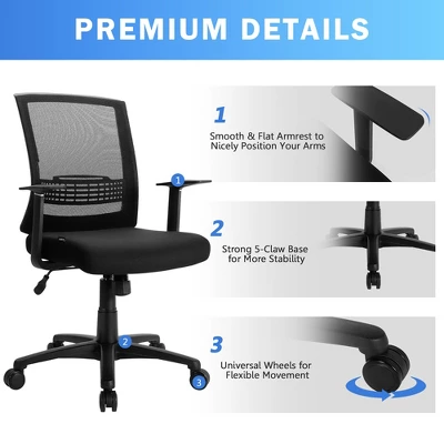 Costway Height Adjustable Mesh Office Chair Task Chair W/Lumbar Support 10 Costway Height Adjustable Mesh Office Chair Task Chair W/Lumbar Support - Image 8