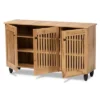 Fernanda Wood 3 Door Cabinet Oak Brown/Black - Baxton Studio