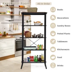 Costway 5 Tier Bookshelf Standing Storage Shelf Unit For Kitchen Living Room Office -HOMCOM Store GUEST 8f4b6ffe 8726 41bf 96a7 34af6c3ca367