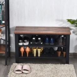 3-Tier Shoe Rack,Industrial Shoe Bench With Storage Shelves For LivingRoom Brown 6 3-Tier Shoe Rack,Industrial Shoe Bench With Storage Shelves For LivingRoom Brown -HOMCOM Store GUEST 8f9b3d75 851e 4b98 8844 33598f6e9656