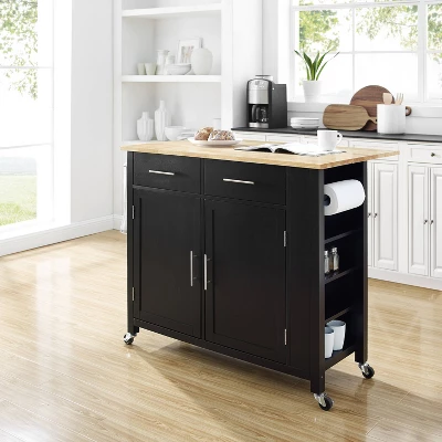 Savannah Wood Top Drop Leaf Kitchen Island/Cart - Crosley 3 Savannah Wood Top Drop Leaf Kitchen Island/Cart - Crosley