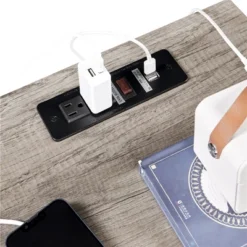 Yaheetech Rustic Side Table With 3 Drawers And Charging Station, Gray -HOMCOM Store GUEST 904a6391 b84c 4b55 af82 7ecef44c3817