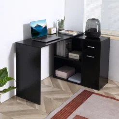 HomCom L-Shaped Computer Desk Workstation With Rotating Storage Shelves And Drawer -HOMCOM Store GUEST 919e56ff b5cd 4d71 8cc6 0070c8fe6e8e
