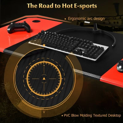 Costway 47 Inch Gaming Desk Z Shape Computer Desk W/ Storage For Cup Headphone Speaker 10 Costway 47 Inch Gaming Desk Z Shape Computer Desk W/ Storage For Cup Headphone Speaker - Image 8