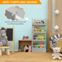 Tangkula 4-Tier Kids Bookshelf Toy Storage Bookcase Rack Wall W/ Anti-toppling Kits -HOMCOM Store GUEST 92c9dccb 0d9e 4302 926c 56e5d1570169