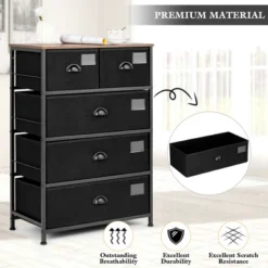 Costway 5 Drawer Dresser Fabric Storage Tower Organizer Unit Sturdy Steel Frame -HOMCOM Store GUEST 93995885 13fd 4bea 91a3 95635488ea23