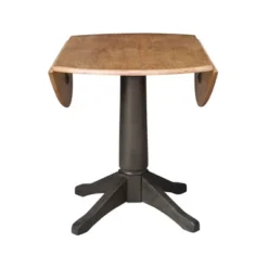 42" Alexandra Round Top Dual Drop Leaf Pedestal Dining Table Hickory/Washed Coal - International Concepts -HOMCOM Store GUEST 93c86c45 ca4d 4067 bb6d b51ea200b826