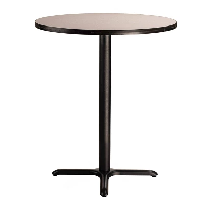 36" Round Composite Core Bar Height Dining Table Laminated Gray With Black Steel Base - Hampden Furnishings 5 36" Round Composite Core Bar Height Dining Table Laminated Gray With Black Steel Base - Hampden Furnishings - Image 3