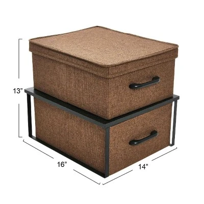Household Essentials Stacking Storage Boxes With Laminate Top Black Oak 4 Household Essentials Stacking Storage Boxes With Laminate Top Black Oak - Image 2